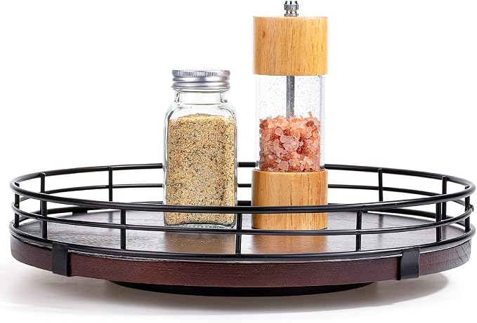 BAMBOO LAND- Lazy Susan Turntable Organizer, 13" Walnut, Lazy Susan for Table Top by BAMBOOLAND