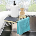 Corner Sink Caddy Triangle Dish Drying Rack for Sink Corner, Sponge Holder Roll Up Dish Drying Rack Over The Sink, Stainless Steel Kitchen Sink Organizer Drainer Mat Sponge Caddy for Counter Storage by SeropyDirect