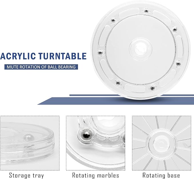6 Inch Acrylic Turntable Organizer, Clear | 360 Degree Rotation, Round Turntable, For Kitchen Pantry Table Countertop Cabinet, Decorating - Image 2