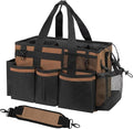 SCAVATA Wearable Cleaning Caddy, Cleaning Caddy Supplies Organizer with Handle & Shoulder Straps for Housekeepers, Under Sink & Car Cleaning Tool Organizers Bag with 4 Foldable Divider (Brown) by Tidyyourlife