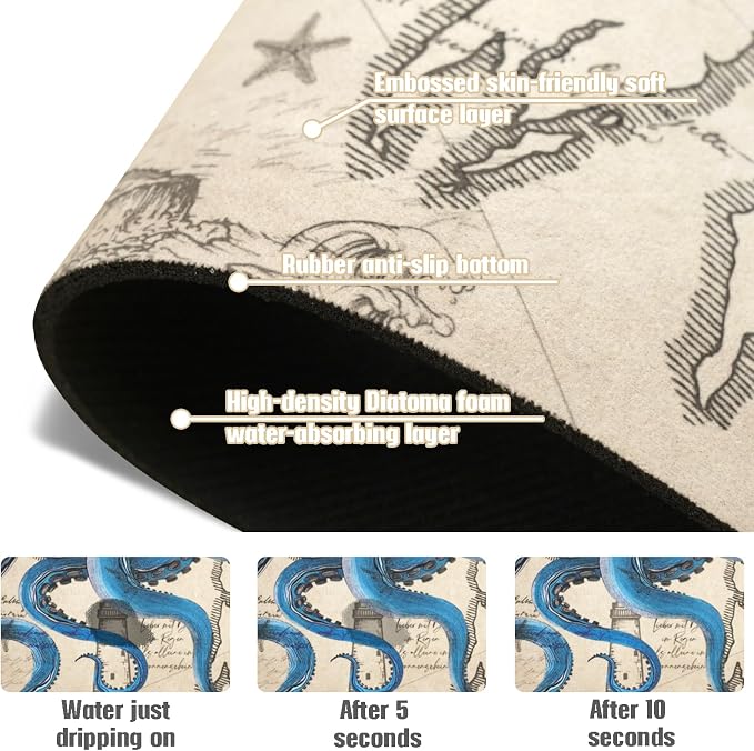 Sink Faucet Absorbing Mat, 2 Pack Drying Mat Around Faucet Sink Splash Guard Behind Faucet Sinkmat For Kitchen Bathroom Island Rv 24 * 5.5 Inch (60 * 14 cm) - Image 5
