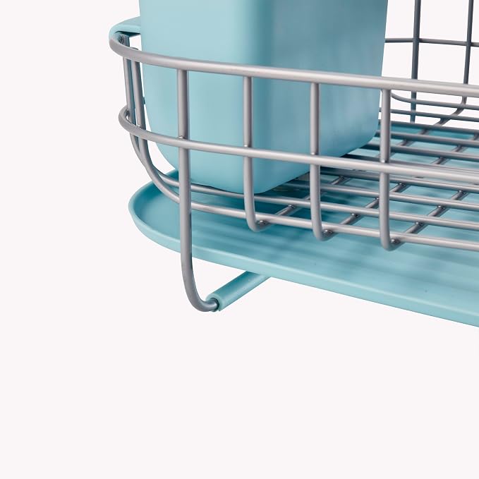 KitchenAid Low Profile Compact Dishrack with Removable Flatware Caddy and Angled Self-Draining Board, Rust Resistant Wires, 12.59 x 17.55 x 6.29 Inch, Mineral Water - Image 5