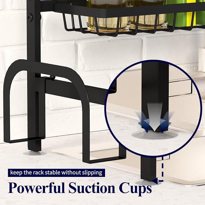 Kitsure Adjustable Over The Sink Dish Drying Rack, 26.8" -33.9"x21.5" | Sink Drying Rack for Kitchen Sink, Dish Rack Over Sink with Cutlery & Utensil Holders, Kitchen Storage, Black - Image 7