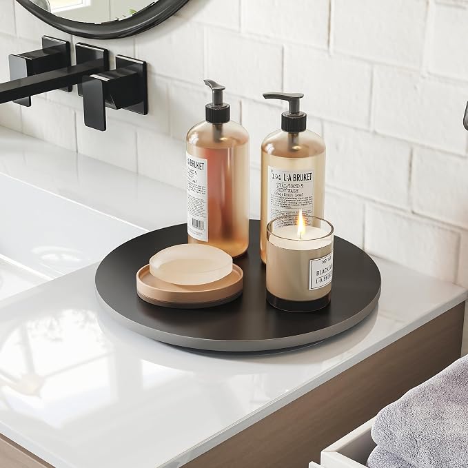 11.8" Lazy Susan Turntable – 360° Sinteredstone Silent Anti-Slip Turntable, Table Top Centerpiece for Kitchen, Pantry, Spice Rack, Refrigerator & Dining Table, Black - Image 7