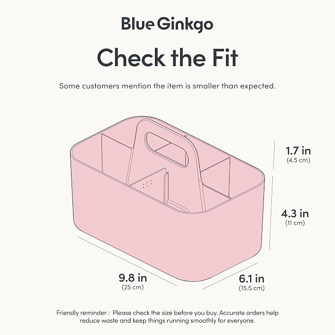BLUE GINKGO Stackable Organizer Caddy, Rectangle, Pink, Made in Korea | Portable. Adjustable. Home, Office & School Storage. - Image 3