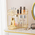 2-Tier Corner Bathroom Counter Organizer – Classic Storage Shelf for Makeup, Perfume & Toiletries, Space-Saving Countertop Tray Fits Bathroom, Dresser, Kitchen (Vintage Gold) by SHUANGQING