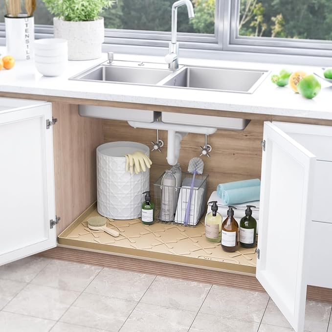 Waterproof Under Sink Mat Silicone 40"x19", Kitchen Cabinet Liner | BPA-Free Silicone Mat with Raised Lip Protects Cabinets from Leaks, Versatile Home Organizer for Bathroom, Pets, Boots, Floor - Image 2