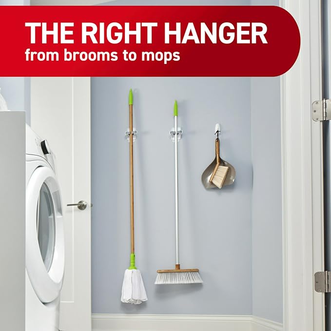 Command Broom and Mop Gripper, 3-Pack, Organize Damage-Free | Damage-Free Hanging Wall Mount Broom and Mop Holder, No Tools Holiday Cleaning Organizer, Holds up to 4 lb - Image 7