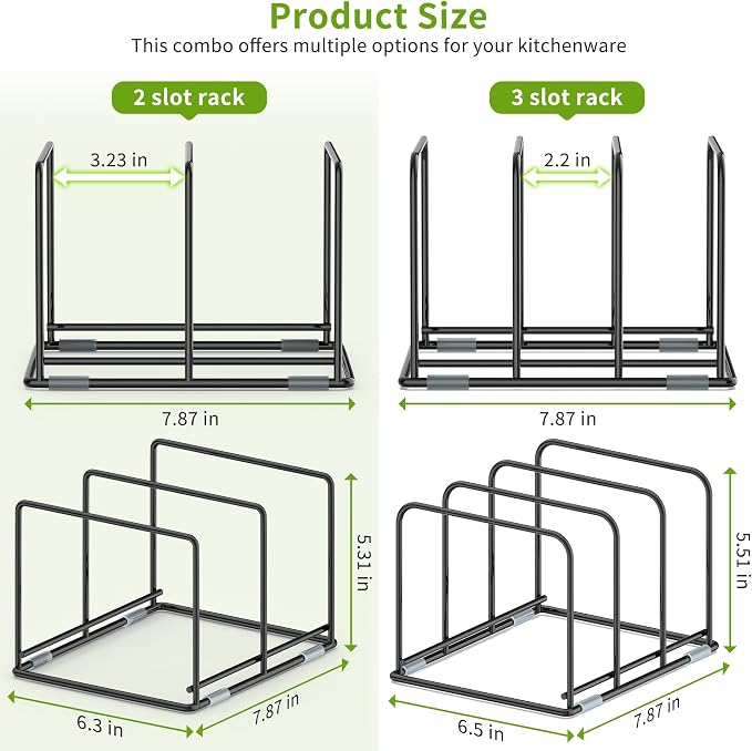 Pan and Pot Organizer Rack, Cutting Board Organizer for Cookie Sheet,Frying Pan inside Cabinet,Baking Pan, Tray Organizer for Kitchen Storage - Total 5 Compartments(2 Pcs) - Image 2