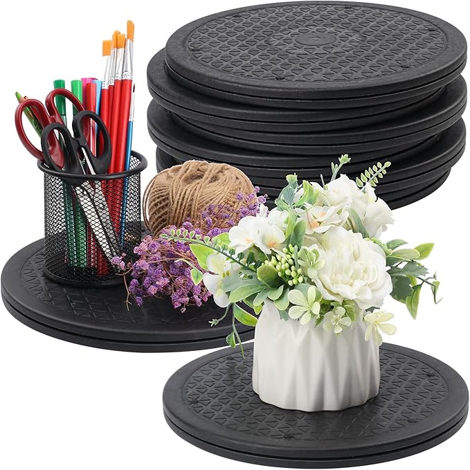 8 Pack 10 Inch Lazy Susan Turntable, Heavy Duty Lazy Susan Turntable Organizer, Premium 10 Inch Rotating Swivel Stand for Table Top, Kitchen, and More by KUKLIPJIM