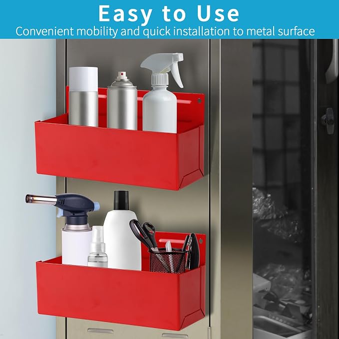 Magnetic Aerosol Spray Can Holder, Magnet Toolbox Bottle Holder, Tool Box Storage Rack for Garage and Home, Craft Workspace, Mechanic Paint Bottle Can Organizer, Red, 3"x8.3" - Image 4