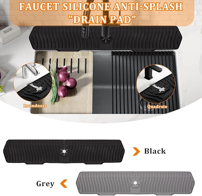 30 Inch Sink Splash Guard,Longer Silicone Sink Mat for Kitchen Bathroom,Kitchen Faucet,Silicone Sink Faucet Mat Splash Guard, Drip Protector Splash Countertop (Black) - Image 6