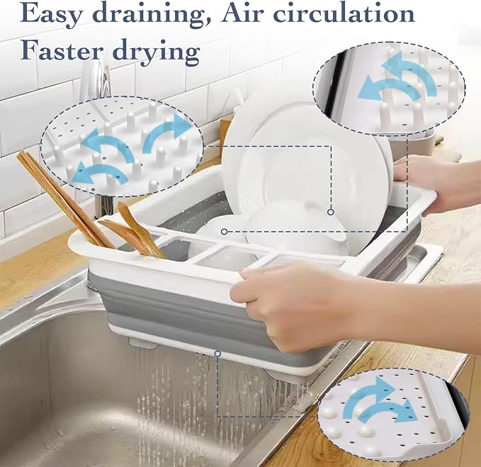 Collapsible Bowls, Plates, and Dishes Drainer, Portable Space-Saving Dish Rack for Kitchen, RV, Campers, and Travel Trailers - Image 3