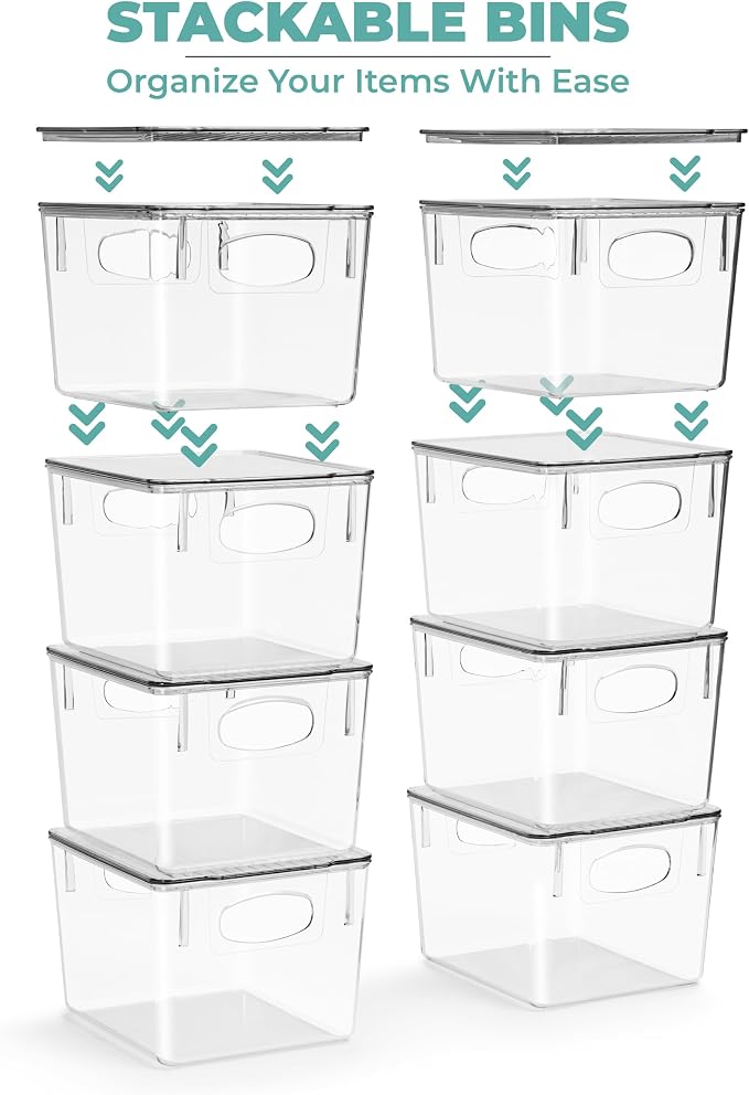 Sorbus Small Storage Containers with Lids - Small Plastic Storage Bins - Toy Organizers and Storage Bin - Clear Containers for Organizing (2 Pack), Medium - Image 4