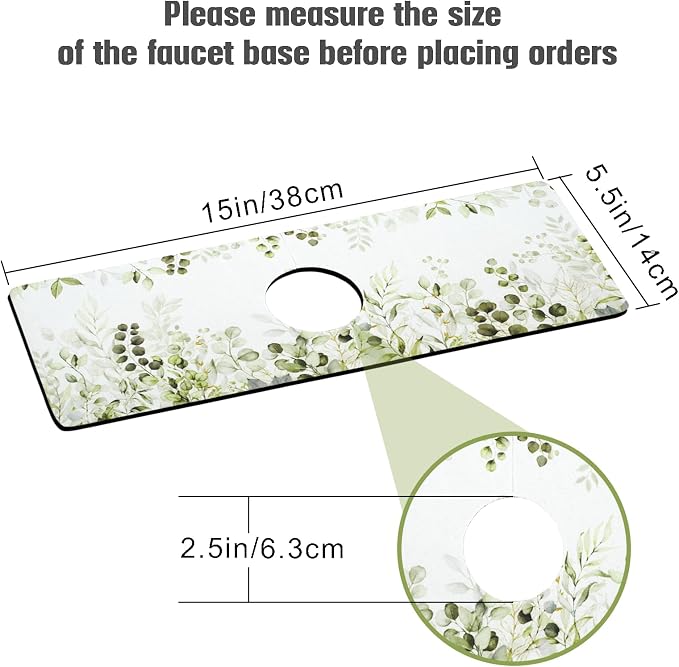 Sink Faucet Absorbing Mat, 2 Pack Drying Mat Around Faucet Sink Splash Guard Behind Faucet Sinkmat For Kitchen Bathroom Island Rv 15 * 5.5 Inch (38 * 14 cm) - Image 2