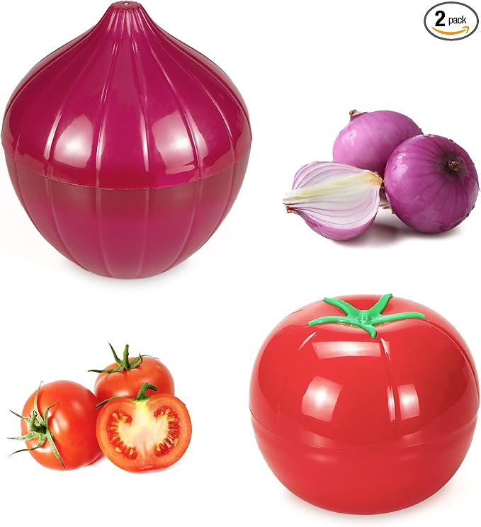 Vegetable and Fruit Storage Containers for Refrigerator, Tomato and Onion Storage, Food Storage Containers with Lids, Pack of 2 by PIVNASY
