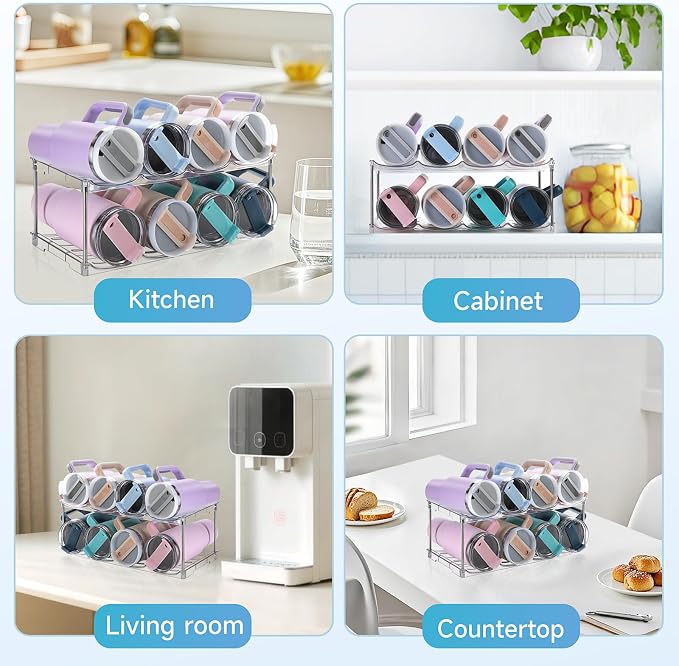 Larger Water Bottle Organizer for Stanley 40 oz Tumbler, Tumbler Organizer | Stackable Water Bottle Holder Rack for Cabinet, Kitchen Storage Organizer for for Stanley Cup Accessories, Tumbler Storage - Image 6