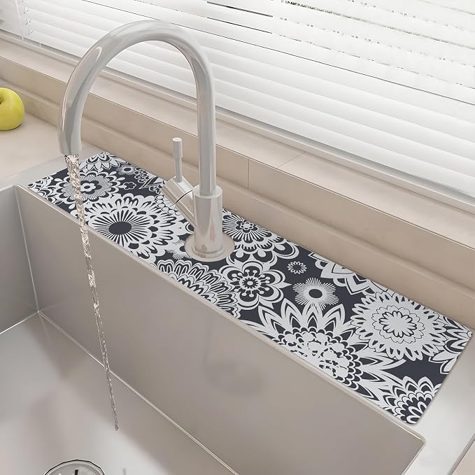24" X 5.5" Kitchen Sink Splash Guard Faucet Mat Mandala Super Absorbent Fast Drying Faucet Guard & Draining Mat Sink Splash Guard Behind Faucet for Kitchen, Bathroom by Unknown