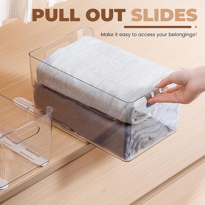 LELE LIFE Adhesive Pull Out Cabinet Drawer Sliders, Drawer Bin Organizer Sliding Rails Guides, No Drill DIY Basket Slides Bottom Mount for Shelf (4 Pack) - Image 7