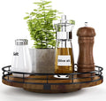 AMH 10-Inch Farmhouse Oak Lazy Susan Cabinet Organizer, Walnut Finish | Smooth rotating oak tray with walnut finish for dining tables, kitchen counters, pantries and cabinet storage. by AMH