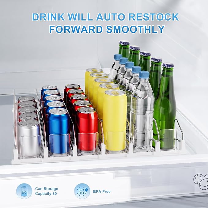 Dayacoco Drink Organizer,Soda Drink Dispenser For Fridge,Fridge Can Drink Organizer,12oz 16oz 20oz-Soda Automatic Dispenser For Fridge And Adjustable Width-Holds Up To 30 Cans,6 Rows - Image 5