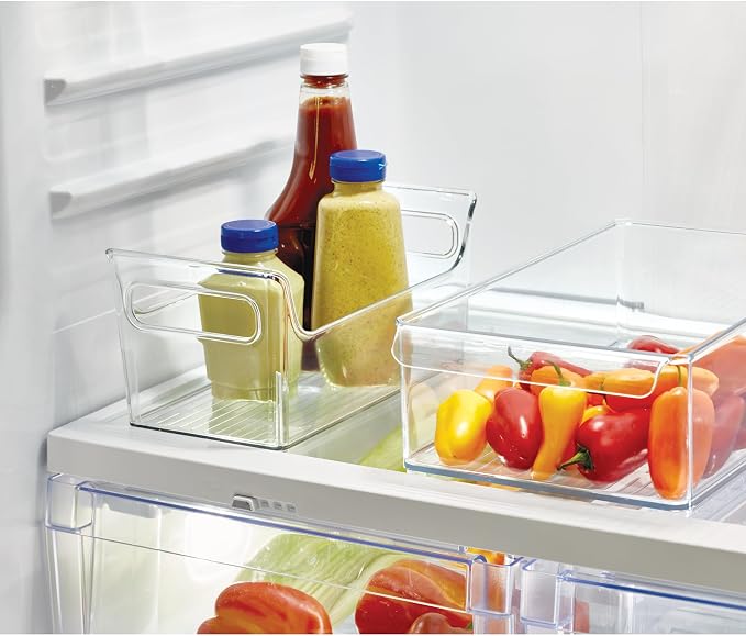 iDesign Large Stackable Fridge or Freezer Bin, Clear, Set of 3 | Front Handle, Made in USA - Image 3