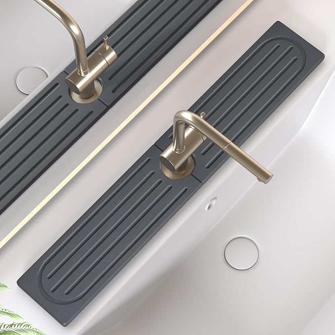 Faucet Mat for Kitchen Sink, Water Absorbent Kitchen Faucet Mat, Durable Sink Splash Guard with Raised Feet, Diatomite Fast Drying Kitchen Sink Faucet Mat, Bathroom Stone Drying Tray for Counter by Unknown