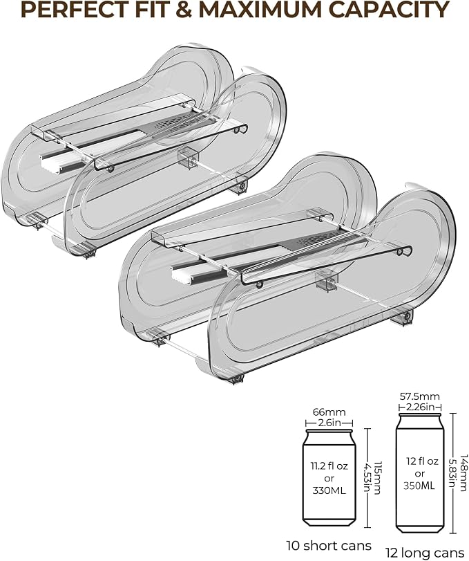 Drink Organizer for Fridge, Soda Can Organizer Dispenser for Refrigerator with Automatic Rolling,Organize Standard Size 11.15oz or 12oz Cans Drink,Save space for Fridge、Kitchen、countertop （2 pack） - Image 2