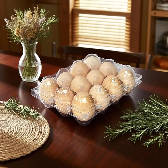 50-Pack of 12-Count Plastic Egg Cartons – Bulk Clear Reusable Egg Containers Holds Chicken Eggs | Egg Cartons Cheap Bulk, Eggs 12 Count,Suitable for farms, markets and families. - Image 5