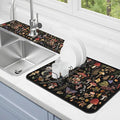 Dish Drying Mat for Kitchen Counter Matt, 2PCS 19"x12" Dish Drainer Mat & 24"x5.5" Sink Splash Guard, Super Absorbent Non-slip Rubber Backed by Kuyig+Home