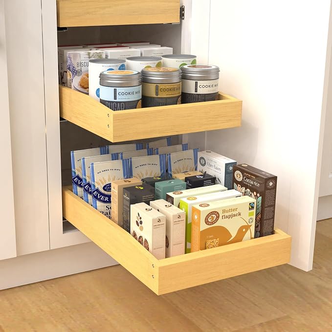 Wooden Pull out Cabinet Organizer 18" W x 21" D x 4.3" H, Heavy Duty Slide Out Drawers Pull-Out Home Organizers for Kitchen Cabinets - Image 8