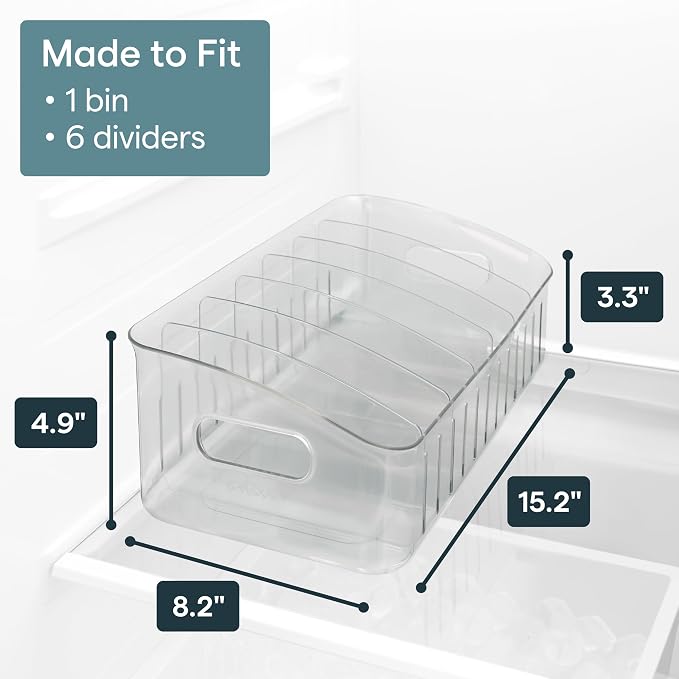 YouCopia FreezeUp Freezer Bin 15", BPA-Free Clear Fridge Organizer with Adjustable Dividers and Handles for Frozen Food and Leftovers - Image 5