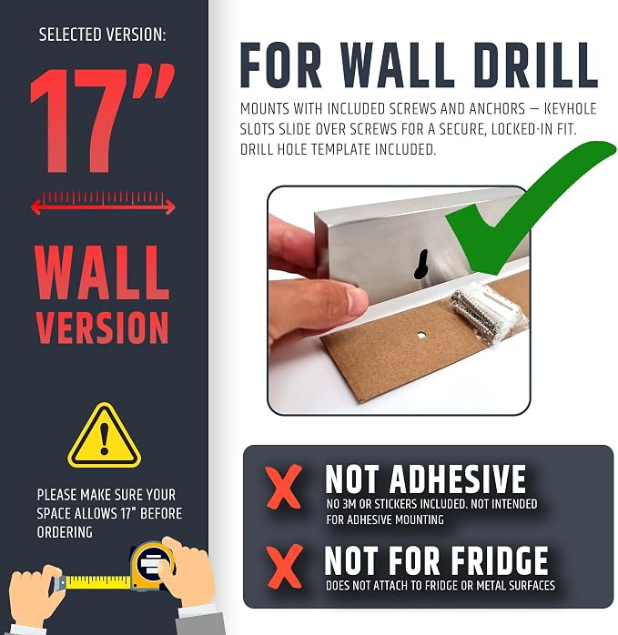 Premium 17 Inch Stainless Steel Magnetic Knife Holder For Wall | Professional Magnetic Knife Strip - Space-Saving Knife Rack / Knife Bar With Powerful Magnetic Pull Force (Upgraded Version) - Image 3