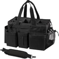 SCAVATA Wearable Cleaning Caddy Organizer with Handle & Shoulder Straps for Housekeepers, Under Sink & Car Cleaning Tool Organizer Bag with 4 Foldable Dividers (Black) by Tidyyourlife