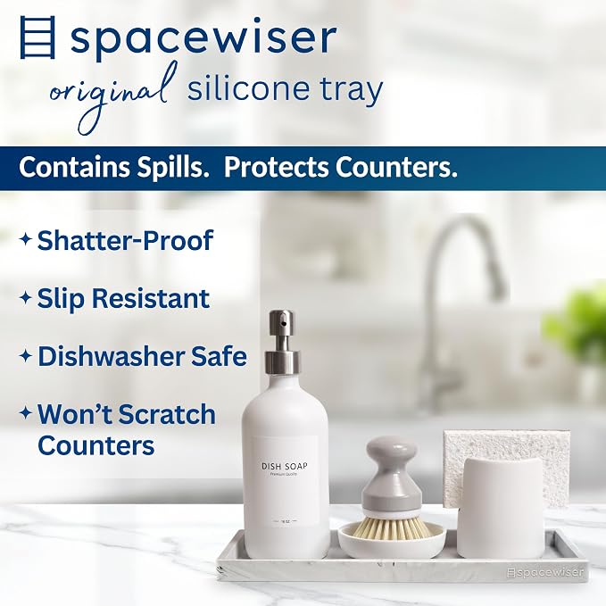 Silicone Countertop & Vanity Bathroom Tray – 2 PC 11.7" | Bathroom Tray Set, Bathroom Tray Countertop, Bathroom Counter Tray, Dish Soap Kitchen Tray & Bathroom Organizer Countertop - Image 2
