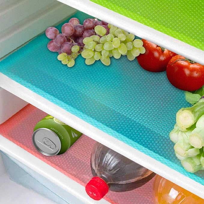 16 Pcs Refrigerator Liners Mats Washable, Refrigerator Mats Liner Waterproof Oilproof, Shinywear Fridge Liners for Shelves, Cover Pads for Freezer Glass Shelf Cupboard Cabinet Drawer (16 Blue) by Shinywear