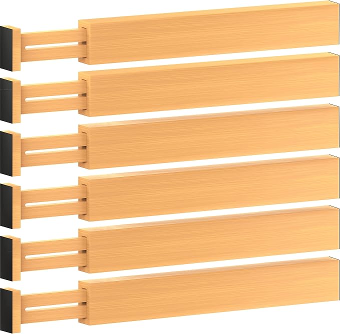6-Pack Drawer Dividers 2.6-Inch High Dresser Drawer Organizer 16 to 22 Inch | Bamboo, Spring Loaded, No Tools Needed, Fits Wide Drawers for Socks, Clothes, Utensils, Bedroom, Bathroom, Kitchen, Office - Image 9