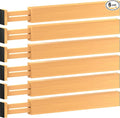 6-Pack Drawer Dividers 2.6-Inch High Dresser Drawer Organizer 16 to 22 Inch | Bamboo, Spring Loaded, No Tools Needed, Fits Wide Drawers for Socks, Clothes, Utensils, Bedroom, Bathroom, Kitchen, Office by Bamb%C3%BCsi