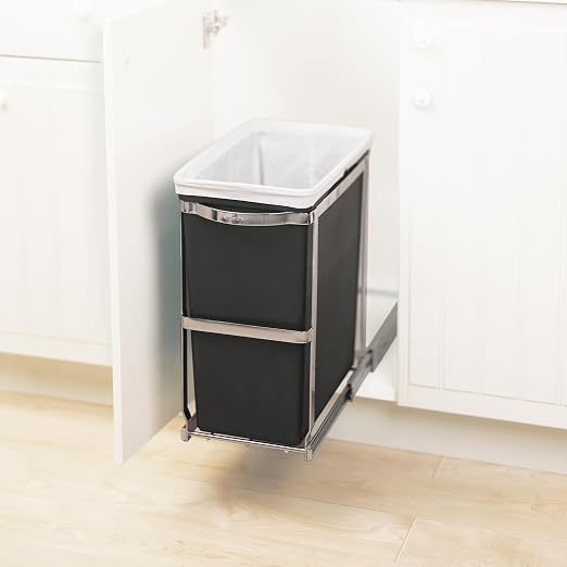 simplehuman Under Counter Pull-Out Can, 30L / 8 Gallon In-Cabinet Trash Can, Heavy-Duty Steel Frame, Commercial-Grade Ball-Bearing Tracks, Hides Trash Inside the Cabinet - Image 2