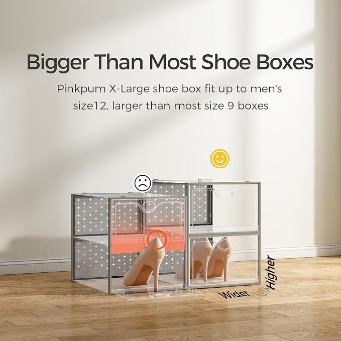 15 Pack X-Large Shoe Storage Boxes, Shoe Organizer Clear Stackable | Fit US Size 11, 6.2” Height, Shoe Dispaly Case Holder Bins Sneaker Storage for Sneakerheads, For Home and Family, Grey - Image 3