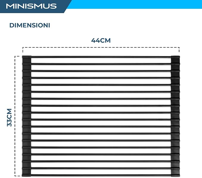 Minismus Over Sink Drying Rack - 13x17 Inches, Black, Roll Up Dish Drying Rack for Kitchen Sink - Image 7
