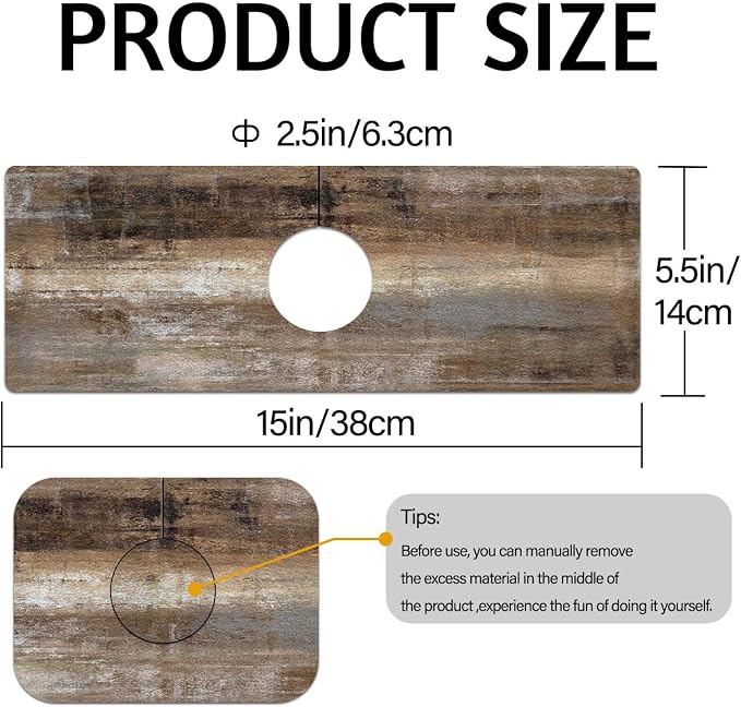MCALK Dark Brown Kitchen Sink Faucet Mat Splash Guard, Absorbent Quick-Dry Kitchen Sink Mat - Ideal for Splash Guard & Drip Catching with Abstract Art Decor( 1pc 15"x5.5") - Image 5