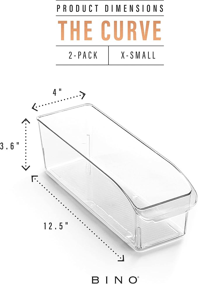 BINO | Plastic Storage Bins, Small | THE CURVE COLLECTION | Multi-Use Organizer Bins | Storage Containers Kitchen, Pantry and Home Organization | Fridge Organizers | Pantry Organization and Storage - Image 3