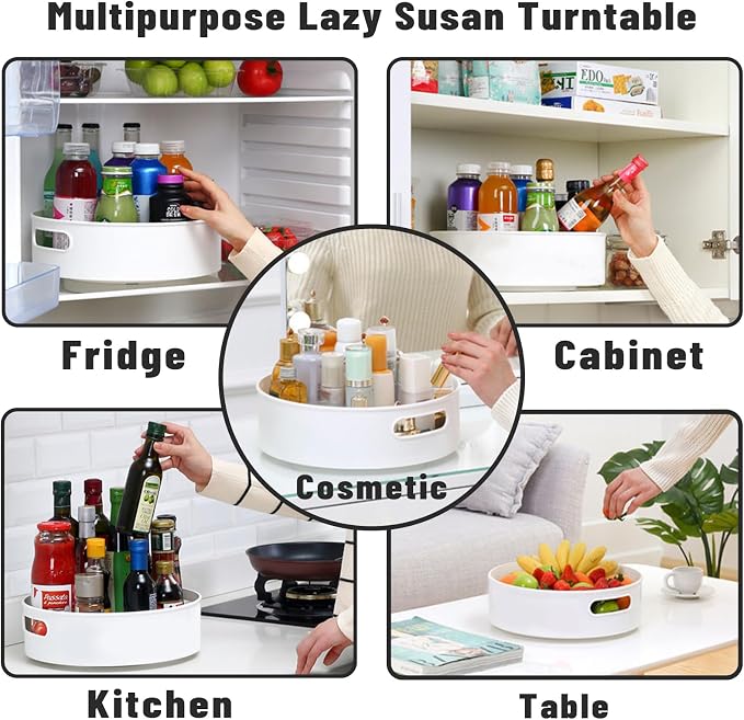 Lazy Susan Turntable 11.8 in 360 ° Rotates Multipurpose Round Turntable for Cabinet, Pantry, Kitchen, Countertop, Fridge, Bathroom Organizer (Large) - Image 2