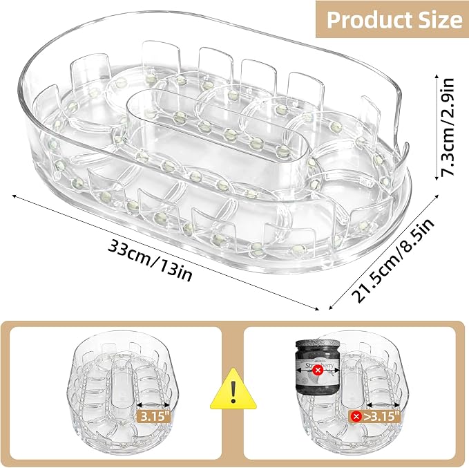 360°Rotating Organizer, Lazy Susan for Refrigerator, 13x8.5 Inch Kitchen Organizer for Fridge, Cabinet, Clear - Image 7