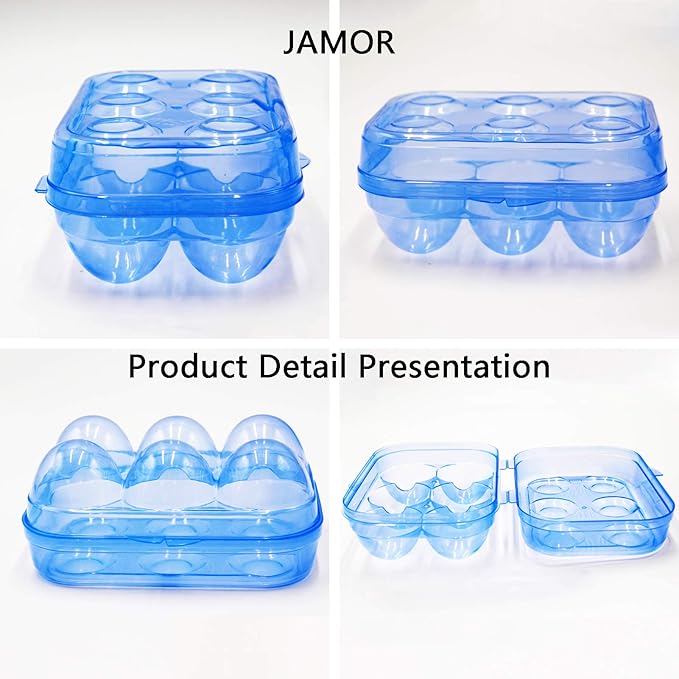 JAMOR 6 Grid Egg Storage Box Refrigerator Crisper Egg Protection Box Portable Egg Carriage Container For Camping Picnic Essential (White) - Image 4