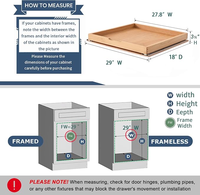 Pull Out Cabinet Drawers - 6x2 Size Options (12-23'W,18-21'D), Pre-Assembled with Soft Close Slides, Solid Beechwood, Easy Installation(29'W x 18'D) - Image 2