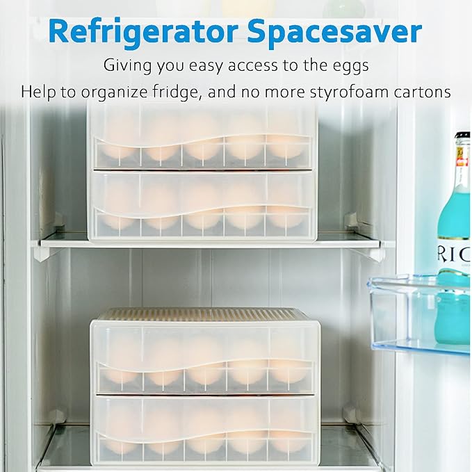 Egg Holder for Refrigerator, THIPOTEN 60 Grid Eggs Storage Container for Refrigerator, Perfect Household Egg Organizer for a Hobby Farm - Image 6