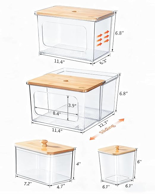 iCASA Trash Bag Dispenser Dishwasher Pods Container Under Sink Organizer | 5 in 1 Stackable Trash Bag Holder Garbage Bag Dispenser for 13/30/33 Gallon Bags, Clear Storage Bins Laundry Pods Container - Image 3
