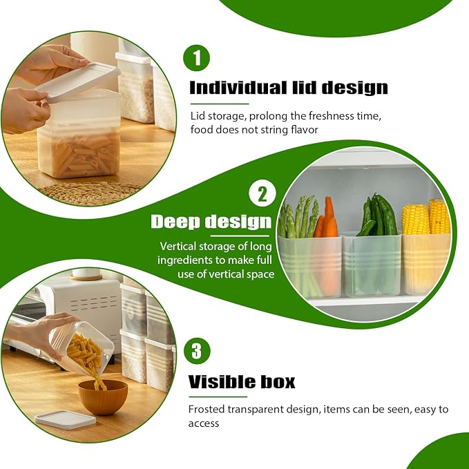 6 Pack Refrigerator Organizer Box with Lid, Plastic Refrigerator Side Door Storage Containers, Space-Saving Organizer Bins for Refrige, Refrige Drawers for Fruit and Vegetable (Clear, S-6) - Image 3